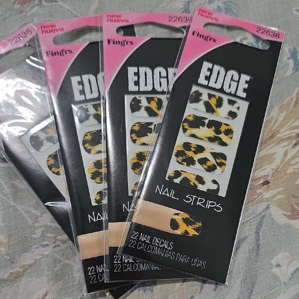 Fing'rs EDGE Leopard Print Nail Strips - Yellow & Black 9 Packs Total